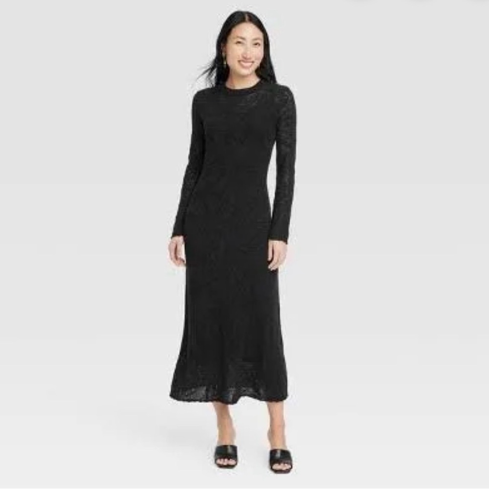 a new day Black Long Sleeve Sweater Dress fully lined Size Medium